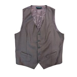 Axist Men's Wool Brown Suit Vest Sz XL Career Waistcoat Formal Wedding
